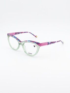 Pure P-7001 306 Eyeglasses Pistachio / Pink 50mm Cat Eye Frame